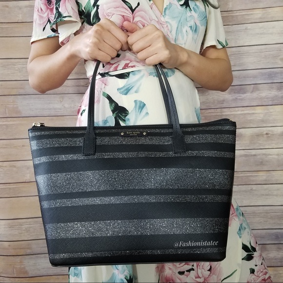 NWT KATE SPADE HANI HAVEN LANE STRIPED TOTE BAG - Picture 2 of 6